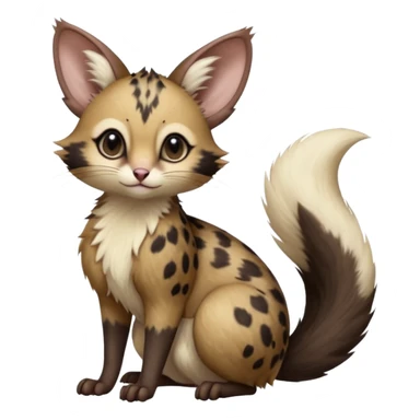Brown, black-pointed, soft natural realistic romantic vintage antique divine beautiful elegant pretty precious cute young youthful  Fakémon-Pokémon-opossum-feline-mouse-serval-caracal-chinchilla-Minccino-Cinccino-Meowstic-rodent-hybrid-creature with a big fluffy bushy tail (full body) sticker
