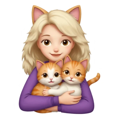A cute girl hugging a cute cat sticker