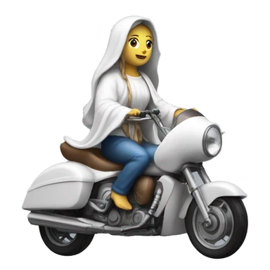 Virgin Mary riding a motercycle sticker