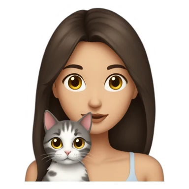 Brunette with cat sticker