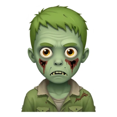 a green boy zombie with a boring face sticker