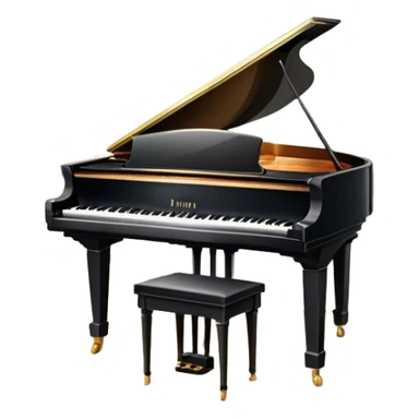 Icon for Musical Theater: a stage with a grand piano, musical notes, a spotlight, and theatrical curtains. The icon should represent the fusion of music and theater, with emphasis on performance and orchestration. Transparent background. sticker