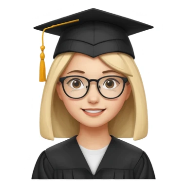Graduated Students,Nerdy female, wearing glasses and graduation cap, serious but proud smile
 sticker