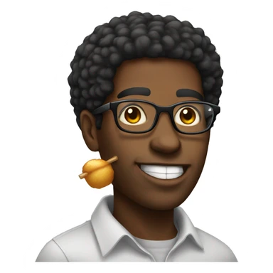 african American male, glasses, black taper afro, eating honey bun sticker