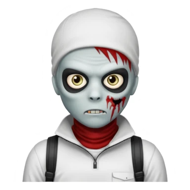 zombie boy with emo hair and white shirt with a ski mask on hair from Nike da syna no mask zombie  sticker