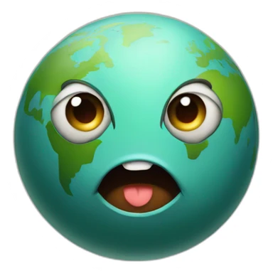 planet Earth with a cartoon rebel face with big childish eyes sticker
