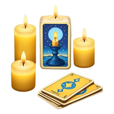 A blue deck of tarot cards and a one candle nearby sticker