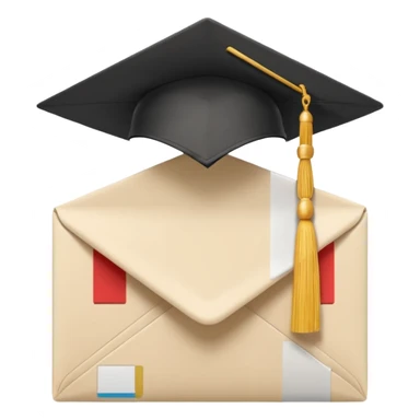 A simple emoji-style icon of a white manila envelope with subtle paper texture, clean edges, and a small graduation NUMBER  2022-photo on the front, graduation icon  sticker