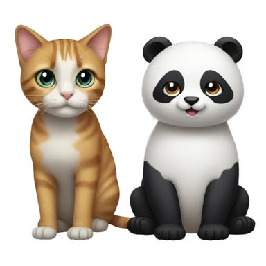 cat and panda mix sticker