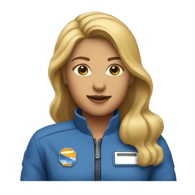 Honey blonde woman in blue helmet and blue flight jumpsuit  sticker