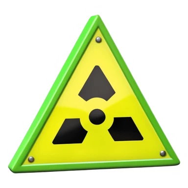 3D render of Warning Triangle, toxic waste aesthetic, neon green bubbling liquid, caution yellow metal, industrial warning texture. sticker
