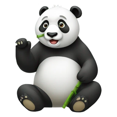 Panda eating bamboo while it's the bamboo enzyme sticker