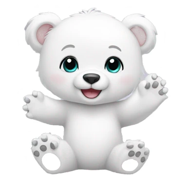 cute white bear cub waving sticker