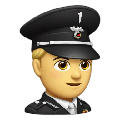german fascist with black uniform from 1940 and eagle emblem on the hat sticker