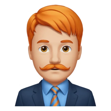 orange hair man with mustache & blue tie sticker