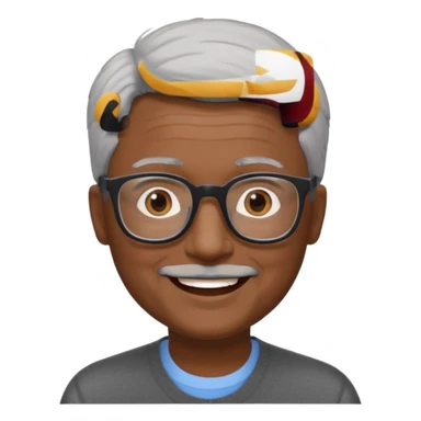man 60 short grey hair, brown eyes small black rectangle glasses a little bit of dark sking sticker