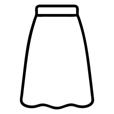 Add blue color to the long skirt while keeping the outlined icon style with no fill. Maintain the black outlines and no background. sticker