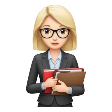 business woman with file folder and documents sticker