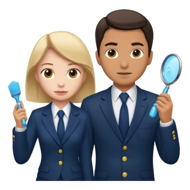 detective man interviewing cleaning girl  sticker