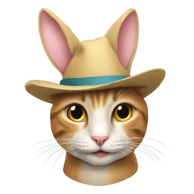 A cat with rabbit as a hat sticker