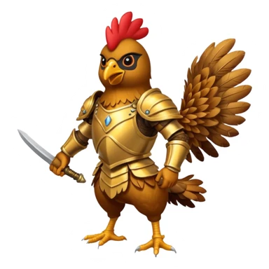 chicken warrior with hood, gold sticker