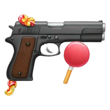 Gun with a lollipop inside the gun sticker