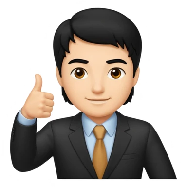 Boss with thumbs up black hair sticker