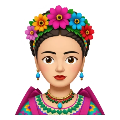 Frida Kahlo with colorful flower headpiece and traditional Mexican dress sticker