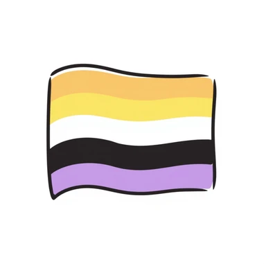non-binary pride flag, hand-drawn doodle style, no text sticker