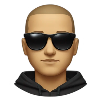 Serious face of DJ Snake with black sunglasses front view wearing a BLACK hoodie sticker