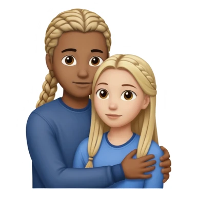 dirty blonde girl with straight hair and medium toned guy with dark brown cornrows hair hugging sticker