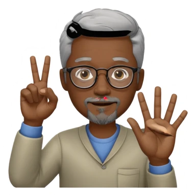 Black gray hair, & goatee with glasses on making okay sign with hand sticker