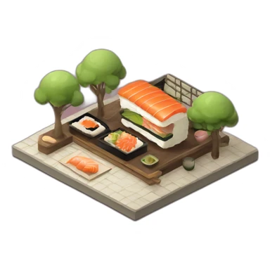 Sushi house isometric sticker