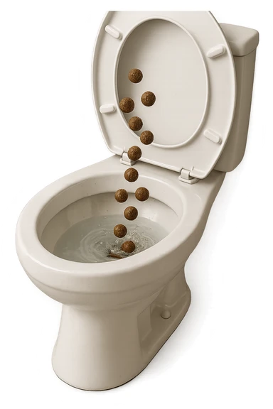 wc realistico con feci a palline che ci cadono dentro, iperrealistico 4k
 sticker