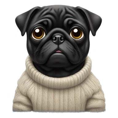 Black pug in a sweater  sticker