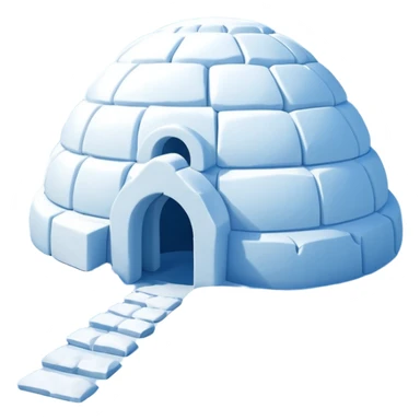 A traditional snow igloo on a vast snowy plain under a clear blue sky. Soft sunlight casts gentle shadows across the snow. The igloo has a small entrance tunnel and compacted snow blocks forming its dome. Realistic Arctic environment, calm winter feeling. Negative: Background transparent. sticker