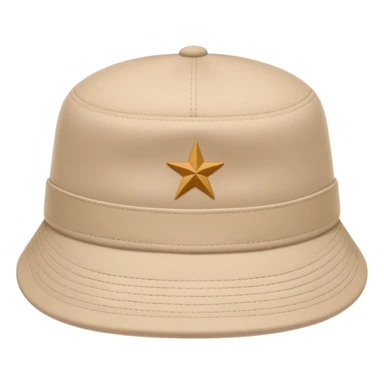 Beige Kangol hat with the Kangol brand logo clearly visible, isolated object, iOS emoji style, light beige color sticker
