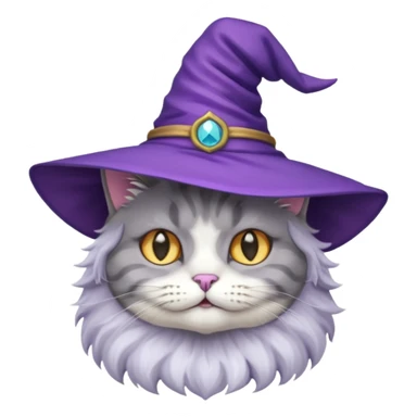 cat wear purple wicth hat sticker