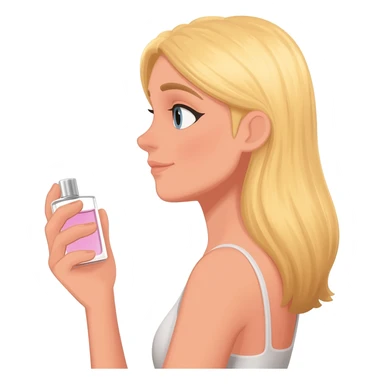 haz una chica rubia aplicandose perfume sticker