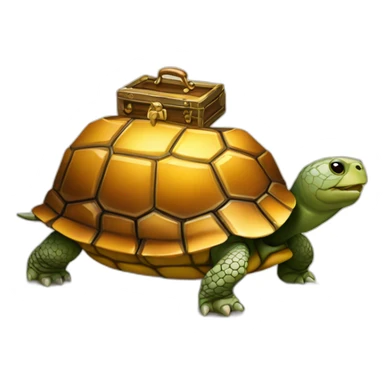 tortoise with a treasure chest as it's shell sticker