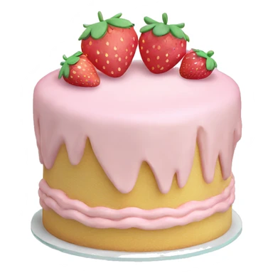 Pastel Pink strawberries and cream birthday cake  sticker
