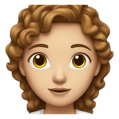 Wavy brown haired girl with white top sticker