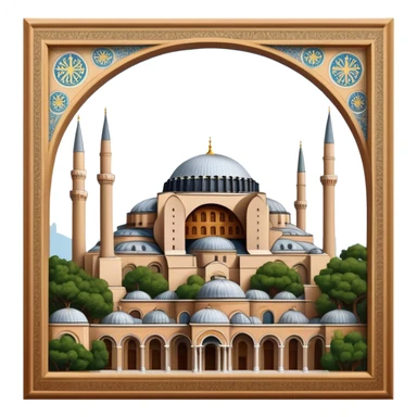 Cinematic Realistic Hagia Sophia Landmark Emoji, depicted with the majestic historic architecture rendered with intricate detail and dramatic, timeless lighting. sticker