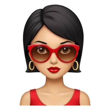 red diva with black hair and sunglasses and light brown skin sticker