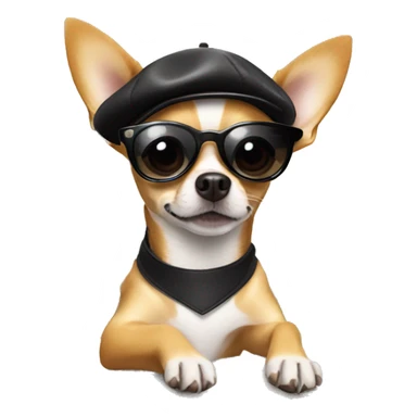 chihuahua wearing sunglasses with beret near the eiffel tower sticker