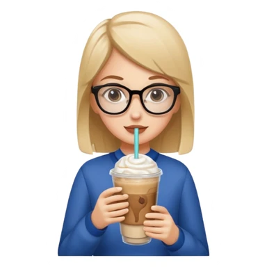 Una chica blanca con lentes tomando su frappe  sticker