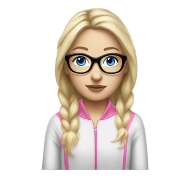 Realistic-fair-haired-white-girl-pink-oversize-tracksuit-black-glasses-blue-eyes sticker