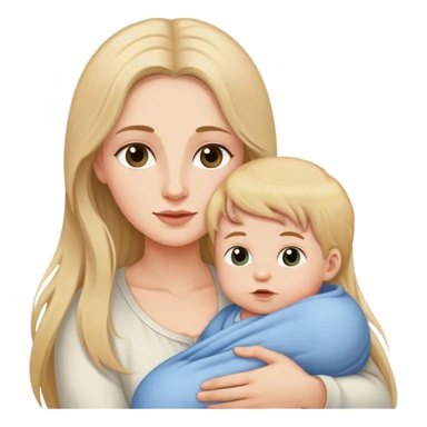 long hair mother and baby boy sticker