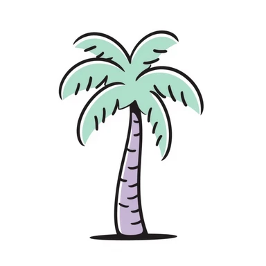 palm tree with pastel lilac trunk and pastel mint leaves sticker