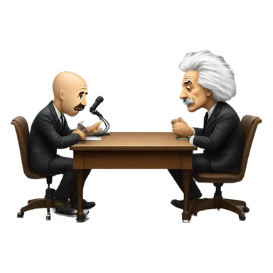 Joe Rogan at desk interviewing Albert Einstein  sticker